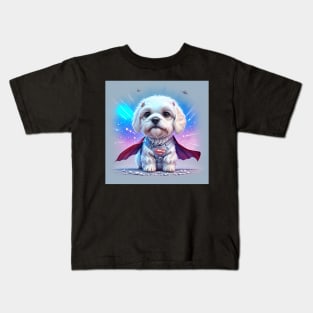 Cute Maltese as a fantasy Superhero Kids T-Shirt